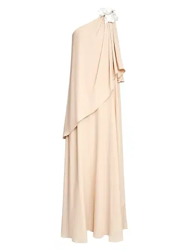 Halston Women's Solena One-Shoulder Georgette Gown - Beige | Thumbnail 1 Halston Women's Solena One-Shoulder Georgette Gown - Beige | Thumbnail 1