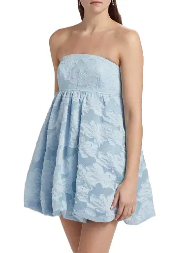 BCBGMAXAZRIA Women's Floral Jacquard Organza Bubble-Hem Minidress - Sky Way | Thumbnail 4 BCBGMAXAZRIA Women's Floral Jacquard Organza Bubble-Hem Minidress - Sky Way | Thumbnail 4
