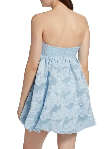BCBGMAXAZRIA Women's Floral Jacquard Organza Bubble-Hem Minidress - Sky Way | Thumbnail 5 BCBGMAXAZRIA Women's Floral Jacquard Organza Bubble-Hem Minidress - Sky Way | Thumbnail 5