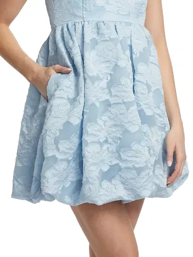 BCBGMAXAZRIA Women's Floral Jacquard Organza Bubble-Hem Minidress - Sky Way | Thumbnail 6 BCBGMAXAZRIA Women's Floral Jacquard Organza Bubble-Hem Minidress - Sky Way | Thumbnail 6