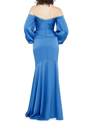 Theia Women's Milenia Off-The-Shoulder Satin Gown - Cornflower Blue | Thumbnail 6 Theia Women's Milenia Off-The-Shoulder Satin Gown - Cornflower Blue | Thumbnail 6