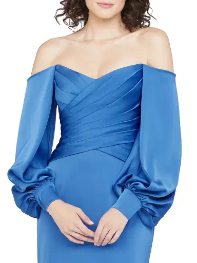 Theia Women's Milenia Off-The-Shoulder Satin Gown - Cornflower Blue | Thumbnail 7 Theia Women's Milenia Off-The-Shoulder Satin Gown - Cornflower Blue | Thumbnail 7