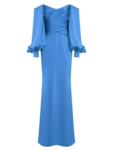 Theia Women's Milenia Off-The-Shoulder Satin Gown - Cornflower Blue | Thumbnail 1 Theia Women's Milenia Off-The-Shoulder Satin Gown - Cornflower Blue | Thumbnail 1