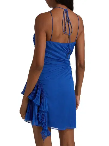 AMUR Women's Velora Asymmetric Ruffled Halterneck Minidress - Cobalt | Thumbnail 5 AMUR Women's Velora Asymmetric Ruffled Halterneck Minidress - Cobalt | Thumbnail 5