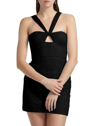 BCBGMAXAZRIA Women's Tulle Halterneck Minidress - Black | Thumbnail 3 BCBGMAXAZRIA Women's Tulle Halterneck Minidress - Black | Thumbnail 3
