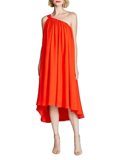 Halston Women's Rafelle Georgette One-Shoulder Midi-Dress - Orange Spice - Size 10 | Thumbnail 2 Halston Women's Rafelle Georgette One-Shoulder Midi-Dress - Orange Spice - Size 10 | Thumbnail 2