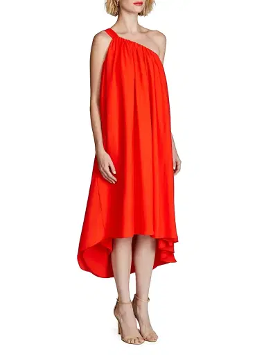 Halston Women's Rafelle Georgette One-Shoulder Midi-Dress - Orange Spice - Size 10 | Thumbnail 3 Halston Women's Rafelle Georgette One-Shoulder Midi-Dress - Orange Spice - Size 10 | Thumbnail 3