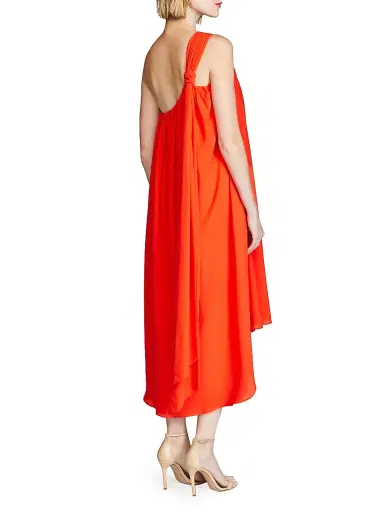 Halston Women's Rafelle Georgette One-Shoulder Midi-Dress - Orange Spice - Size 10 | Thumbnail 4 Halston Women's Rafelle Georgette One-Shoulder Midi-Dress - Orange Spice - Size 10 | Thumbnail 4