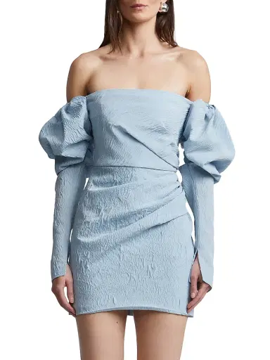 BCBGMAXAZRIA Women's Bianca Off-The-Shoulder Minidress - Powder Blue | Thumbnail 3 BCBGMAXAZRIA Women's Bianca Off-The-Shoulder Minidress - Powder Blue | Thumbnail 3