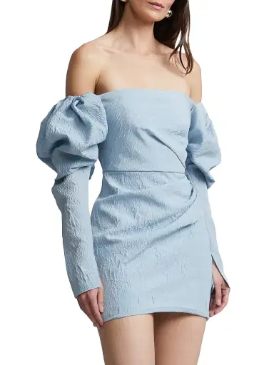 BCBGMAXAZRIA Women's Bianca Off-The-Shoulder Minidress - Powder Blue | Thumbnail 4 BCBGMAXAZRIA Women's Bianca Off-The-Shoulder Minidress - Powder Blue | Thumbnail 4