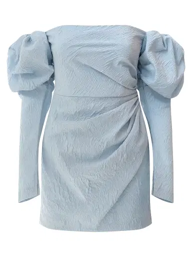 BCBGMAXAZRIA Women's Bianca Off-The-Shoulder Minidress - Powder Blue | Thumbnail 1 BCBGMAXAZRIA Women's Bianca Off-The-Shoulder Minidress - Powder Blue | Thumbnail 1