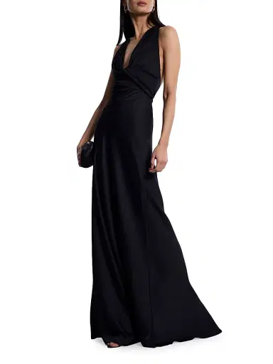 BCBGMAXAZRIA Women's Cowlneck Satin Gown - Black | Thumbnail 2 BCBGMAXAZRIA Women's Cowlneck Satin Gown - Black | Thumbnail 2