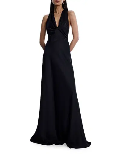 BCBGMAXAZRIA Women's Cowlneck Satin Gown - Black | Thumbnail 3 BCBGMAXAZRIA Women's Cowlneck Satin Gown - Black | Thumbnail 3