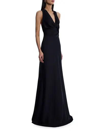 BCBGMAXAZRIA Women's Cowlneck Satin Gown - Black | Thumbnail 4 BCBGMAXAZRIA Women's Cowlneck Satin Gown - Black | Thumbnail 4