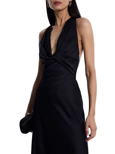 BCBGMAXAZRIA Women's Cowlneck Satin Gown - Black | Thumbnail 6 BCBGMAXAZRIA Women's Cowlneck Satin Gown - Black | Thumbnail 6