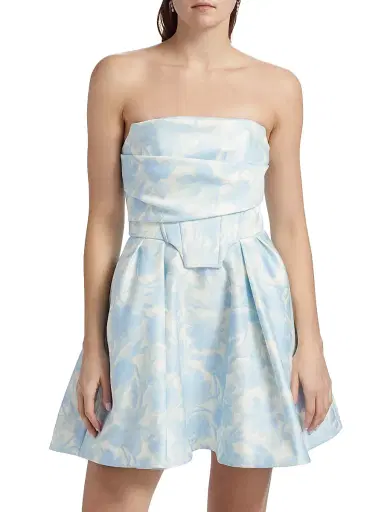 BCBGMAXAZRIA Women's Floral Peak Top Stitch Minidress - Sky Floral Print | Thumbnail 3 BCBGMAXAZRIA Women's Floral Peak Top Stitch Minidress - Sky Floral Print | Thumbnail 3