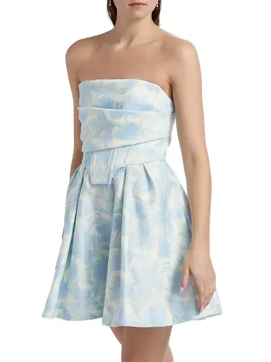 BCBGMAXAZRIA Women's Floral Peak Top Stitch Minidress - Sky Floral Print | Thumbnail 4 BCBGMAXAZRIA Women's Floral Peak Top Stitch Minidress - Sky Floral Print | Thumbnail 4