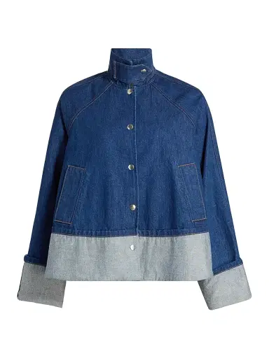 Brandon Maxwell Women's The Wells Trapeze Denim Jacket - Indigo - Size XS | Thumbnail 1 Brandon Maxwell Women's The Wells Trapeze Denim Jacket - Indigo - Size XS | Thumbnail 1