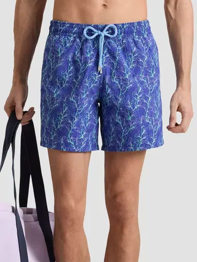 Vilebrequin Men's Mistral Embroidered X-Ray Seaweed Swim Trunks - Royal Sky | Thumbnail 3 Vilebrequin Men's Mistral Embroidered X-Ray Seaweed Swim Trunks - Royal Sky | Thumbnail 3