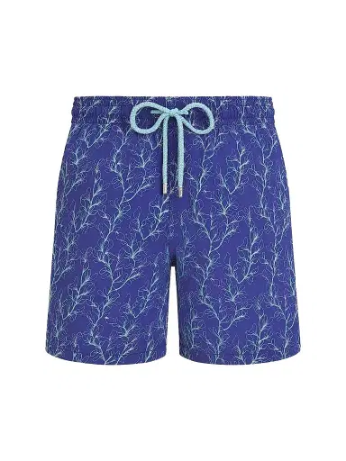 Vilebrequin Men's Mistral Embroidered X-Ray Seaweed Swim Trunks - Royal Sky | Thumbnail 1 Vilebrequin Men's Mistral Embroidered X-Ray Seaweed Swim Trunks - Royal Sky | Thumbnail 1