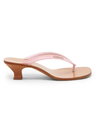 Versace Women's 40MM Logo Sandals - Pink - Size 11 | Thumbnail 1 Versace Women's 40MM Logo Sandals - Pink - Size 11 | Thumbnail 1