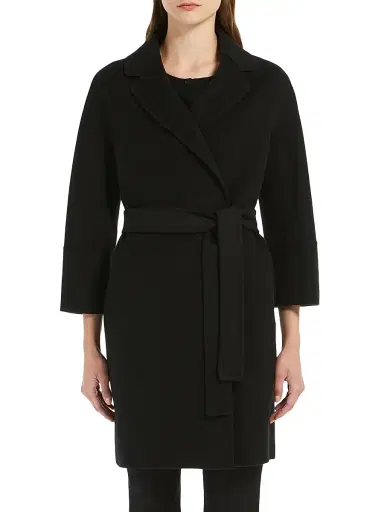 Max Mara Women's Short Double Faced Wool Coat - Black | Thumbnail 2 Max Mara Women's Short Double Faced Wool Coat - Black | Thumbnail 2