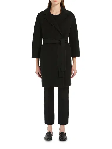 Max Mara Women's Short Double Faced Wool Coat - Black | Thumbnail 6 Max Mara Women's Short Double Faced Wool Coat - Black | Thumbnail 6