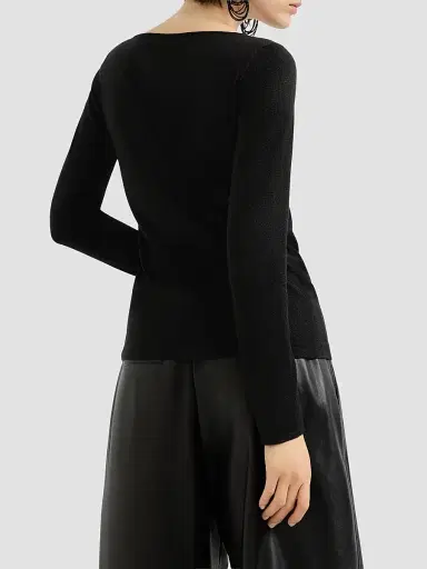Brunello Cucinelli Women's Sparkling Cashmere and Silk Lightweight Sweater - Black | Thumbnail 2 Brunello Cucinelli Women's Sparkling Cashmere and Silk Lightweight Sweater - Black | Thumbnail 2