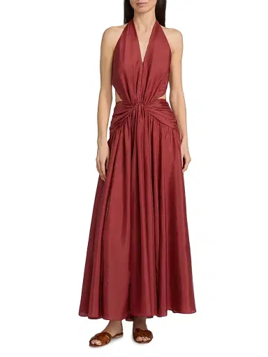 Zimmermann Women's Indra Silk Plunge Halter Maxi Dress | Thumbnail 3 Zimmermann Women's Indra Silk Plunge Halter Maxi Dress | Thumbnail 3