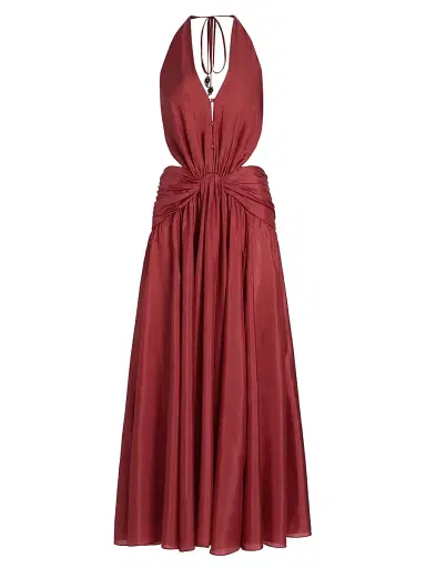 Zimmermann Women's Indra Silk Plunge Halter Maxi Dress | Thumbnail 1 Zimmermann Women's Indra Silk Plunge Halter Maxi Dress | Thumbnail 1