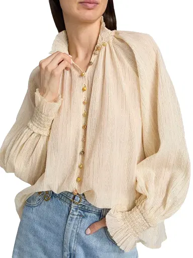 Zimmermann Women's Aster Cotton-Silk Voile Blouse - Cream - Size 8 | Thumbnail 6 Zimmermann Women's Aster Cotton-Silk Voile Blouse - Cream - Size 8 | Thumbnail 6