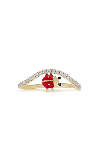 Yvonne Léon 9K Gold Mini Ladybug Wave Ring | Thumbnail 1 Yvonne Léon 9K Gold Mini Ladybug Wave Ring | Thumbnail 1