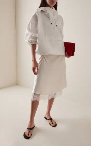 SIR. Ingrid Lace-Trimmed Satin Midi Skirt | Thumbnail 2 SIR. Ingrid Lace-Trimmed Satin Midi Skirt | Thumbnail 2
