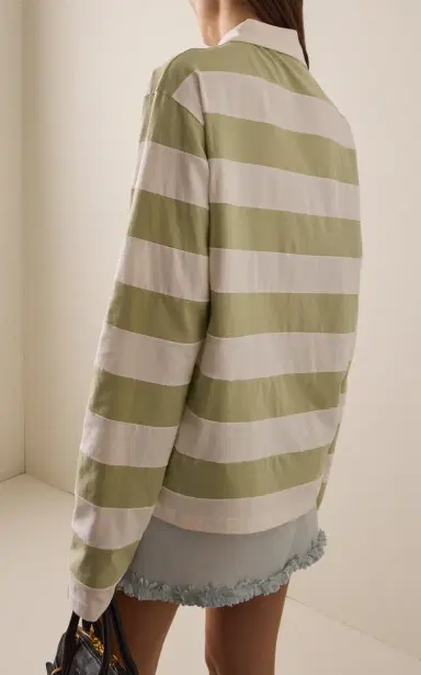 Miu Miu Striped Cotton Polo Shirt | Thumbnail 4 Miu Miu Striped Cotton Polo Shirt | Thumbnail 4