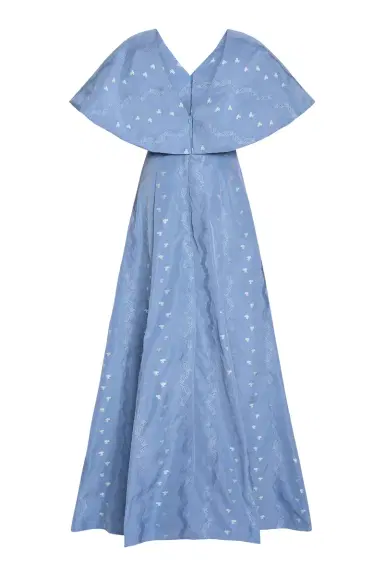 Markarian Eloise Wedgewood Floral Taffeta Capelet Gown | Thumbnail 2 Markarian Eloise Wedgewood Floral Taffeta Capelet Gown | Thumbnail 2