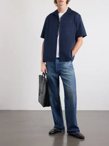 Celine Camp-Collar Triomphe-Embroidered Cotton-Poplin Shirt | Thumbnail 2 Celine Camp-Collar Triomphe-Embroidered Cotton-Poplin Shirt | Thumbnail 2