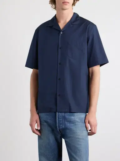 Celine Camp-Collar Triomphe-Embroidered Cotton-Poplin Shirt | Thumbnail 3 Celine Camp-Collar Triomphe-Embroidered Cotton-Poplin Shirt | Thumbnail 3