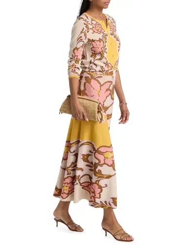 MISA Los Angeles Women's Karma Floral Knit Maxi Skirt - Plumeria Wave Knit | Thumbnail 2 MISA Los Angeles Women's Karma Floral Knit Maxi Skirt - Plumeria Wave Knit | Thumbnail 2