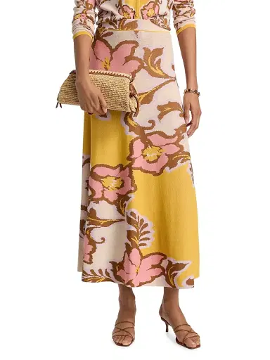 MISA Los Angeles Women's Karma Floral Knit Maxi Skirt - Plumeria Wave Knit | Thumbnail 3 MISA Los Angeles Women's Karma Floral Knit Maxi Skirt - Plumeria Wave Knit | Thumbnail 3