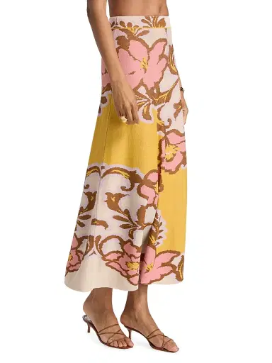MISA Los Angeles Women's Karma Floral Knit Maxi Skirt - Plumeria Wave Knit | Thumbnail 4 MISA Los Angeles Women's Karma Floral Knit Maxi Skirt - Plumeria Wave Knit | Thumbnail 4