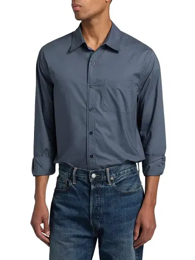 Vince Men's Poplin Separate Placket Button-Front Shirt | Thumbnail 3 Vince Men's Poplin Separate Placket Button-Front Shirt | Thumbnail 3
