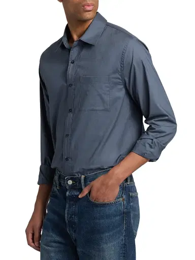 Vince Men's Poplin Separate Placket Button-Front Shirt | Thumbnail 4 Vince Men's Poplin Separate Placket Button-Front Shirt | Thumbnail 4