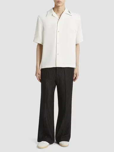 Amiri Men's Embroidered Collar Camp Shirt - Alabaster | Thumbnail 2 Amiri Men's Embroidered Collar Camp Shirt - Alabaster | Thumbnail 2
