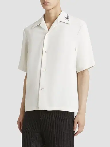 Amiri Men's Embroidered Collar Camp Shirt - Alabaster | Thumbnail 4 Amiri Men's Embroidered Collar Camp Shirt - Alabaster | Thumbnail 4