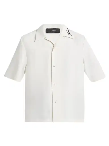 Amiri Men's Embroidered Collar Camp Shirt - Alabaster | Thumbnail 1 Amiri Men's Embroidered Collar Camp Shirt - Alabaster | Thumbnail 1