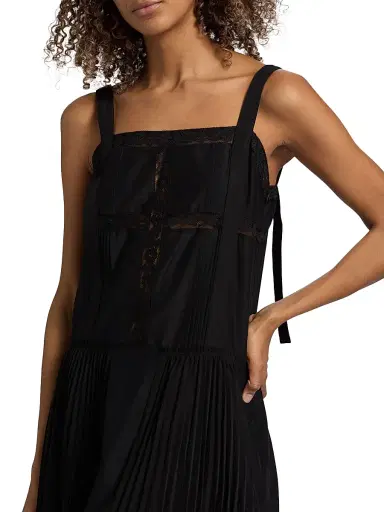 3.1 Phillip Lim Women's Pleated Lace-Trimmed Midi-Dress - Black - Size 12 | Thumbnail 6 3.1 Phillip Lim Women's Pleated Lace-Trimmed Midi-Dress - Black - Size 12 | Thumbnail 6
