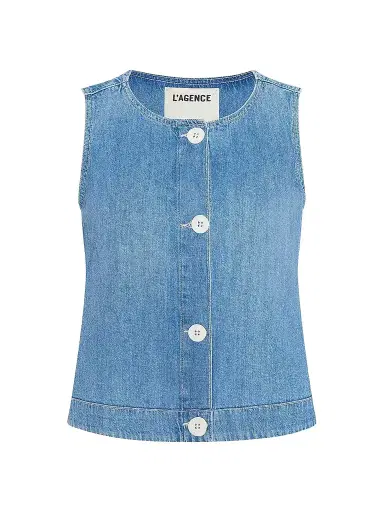 L'Agence Women's Foster Denim Sleeveless Top | Thumbnail 1 L'Agence Women's Foster Denim Sleeveless Top | Thumbnail 1
