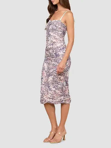 L'Agence Women's Caprice Butterfly Wing-Print Ruched Midi Dress - Multi Butterfly Wing - Size 18 | Thumbnail 3 L'Agence Women's Caprice Butterfly Wing-Print Ruched Midi Dress - Multi Butterfly Wing - Size 18 | Thumbnail 3