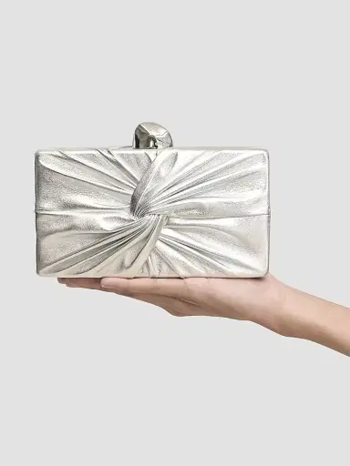 Cult Gaia Women's Lisse Metallic Leather Clutch - Silver | Thumbnail 2 Cult Gaia Women's Lisse Metallic Leather Clutch - Silver | Thumbnail 2