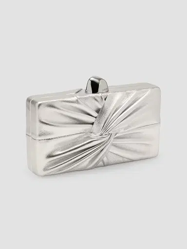 Cult Gaia Women's Lisse Metallic Leather Clutch - Silver | Thumbnail 3 Cult Gaia Women's Lisse Metallic Leather Clutch - Silver | Thumbnail 3